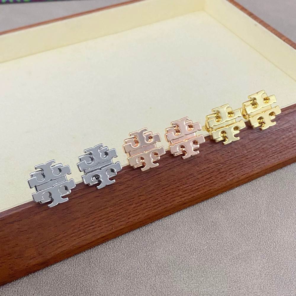 Tory Burch Double Layer Letter Earrings
